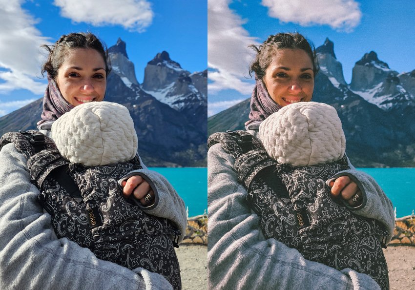 Antes y después del preset 80s